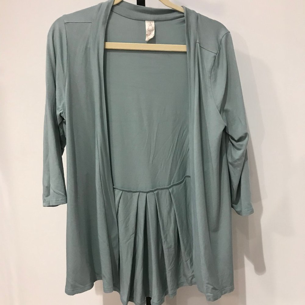 Chalet Open-Front Draped Cardigan in Sage Green